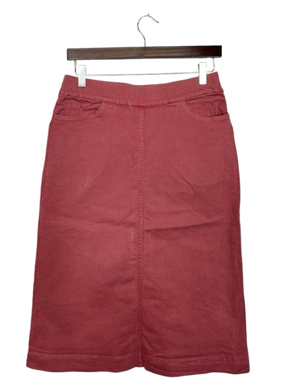 New Creation | Salmon Stretch Denim Pull On Midi Skirt‎ 30 M